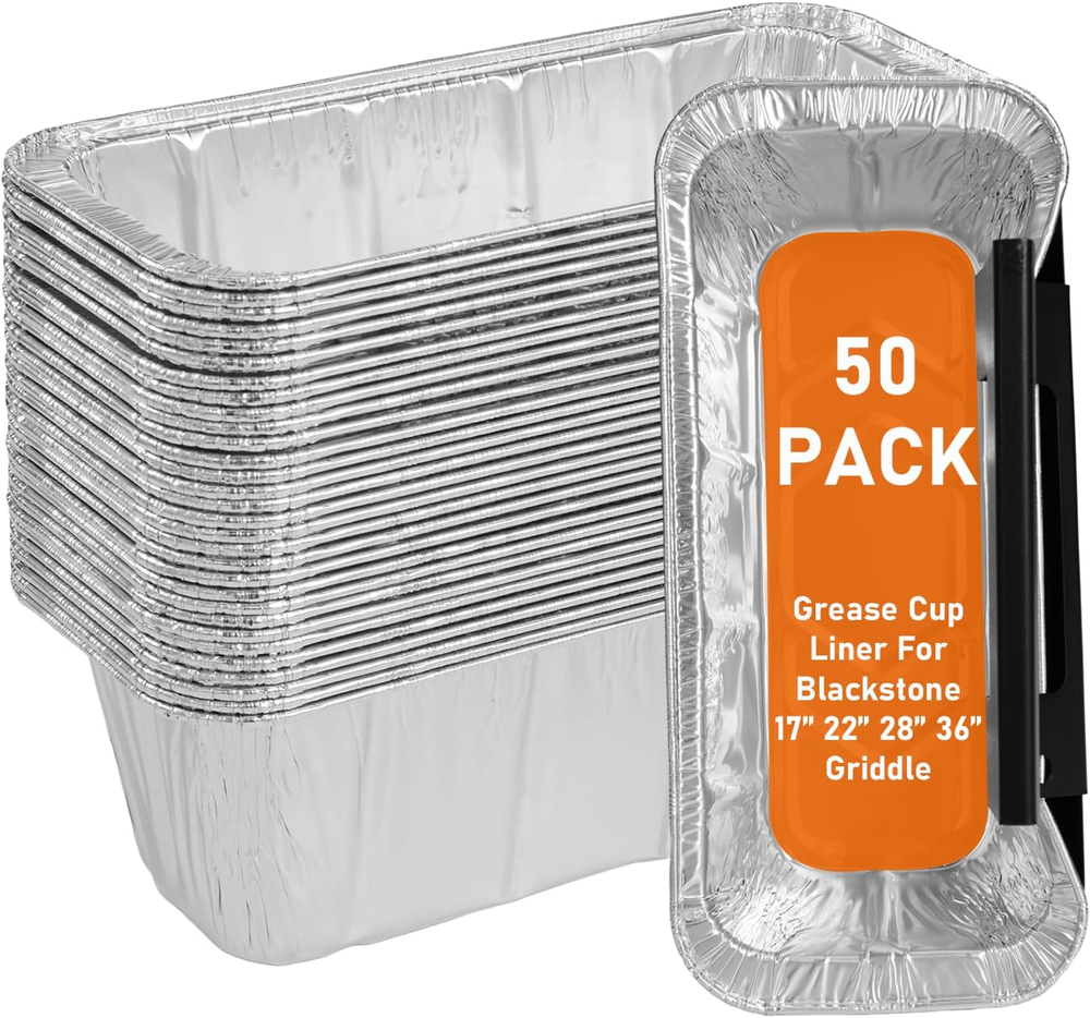 50-Pack Blackstone Griddle Grease Cup Liners 5017 Aluminum Foil Drip Traps