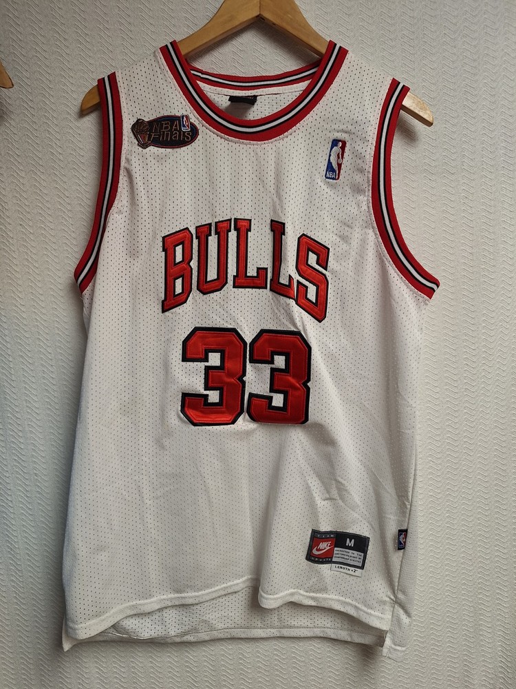 VINTAGE Chicago Bulls Scottie Pippen Jersey NBA Finals Nike Mens Medium White 33