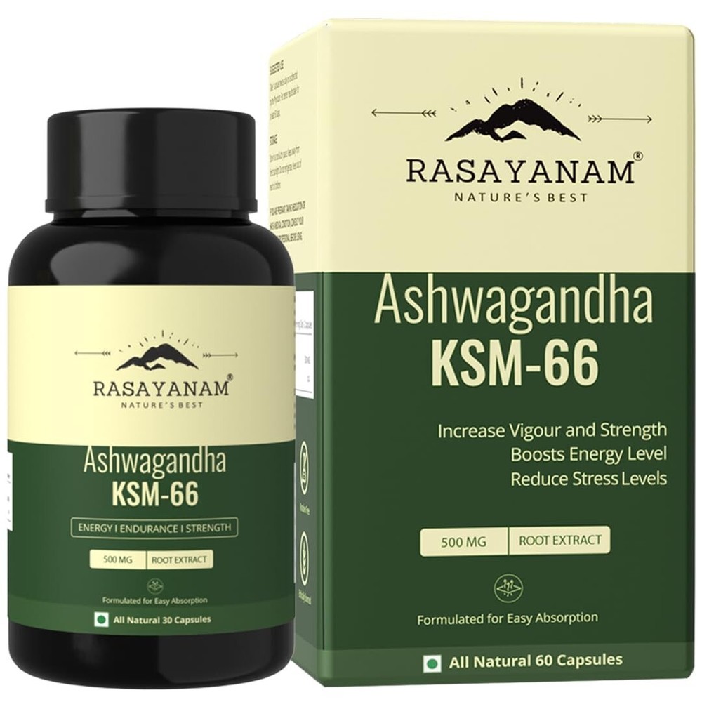 Rasayanam Ashwagandha KSM-66 (500 mg)  | Support strength & energy| 60 Tablets