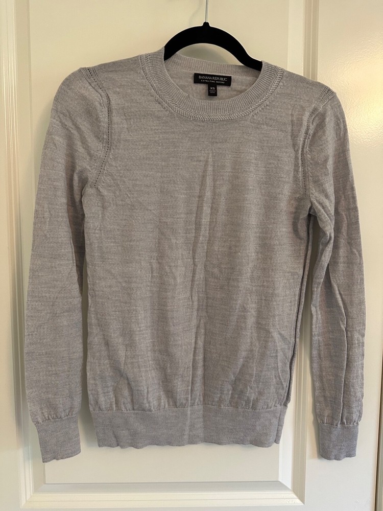 BR grey extra fine merino wool long sleeve sweater XS