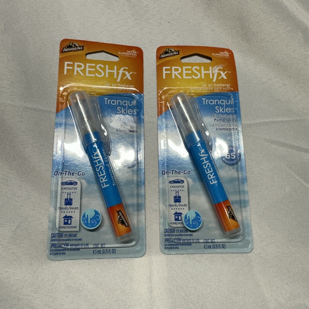 2 PACK Armor All FRESH fx On-the-Go Car Air Freshener Pump Spray, Tranquil Skies
