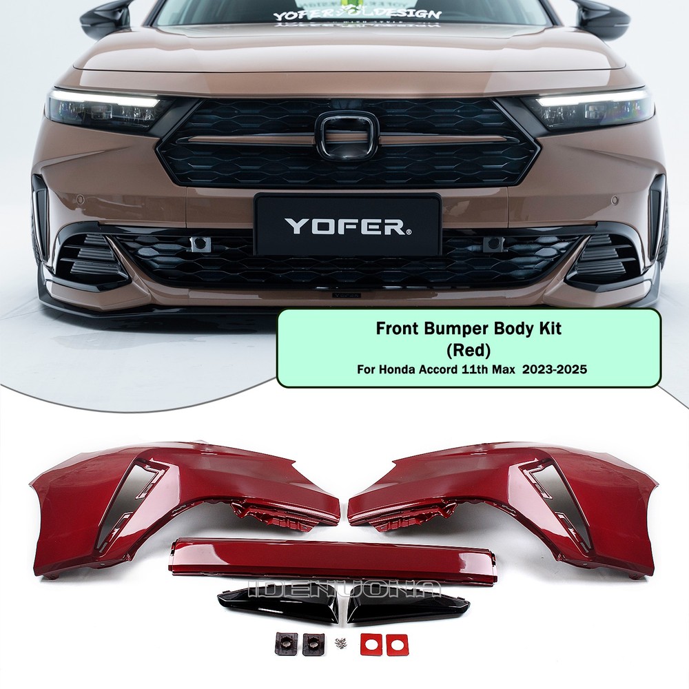 Car Red Front Bumper Cover Kit For Honda Accord 2023-2025 2024 YOFER NI