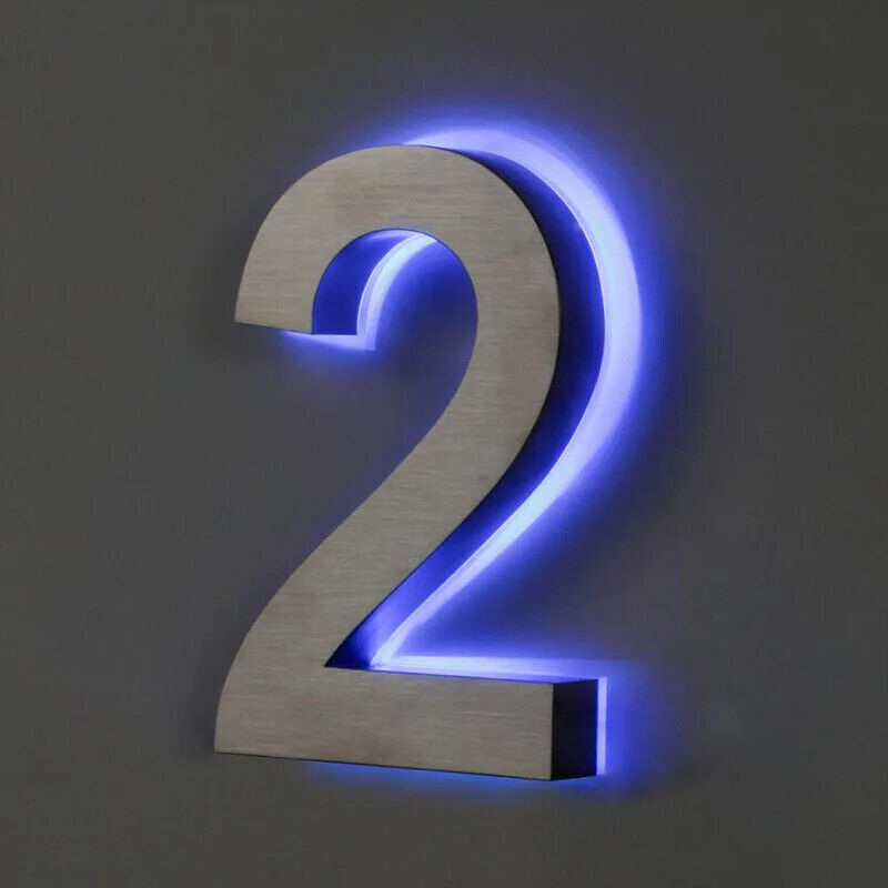 Metal Illuminated LED Lighted Letter Address Plaque House Number Sign Logo