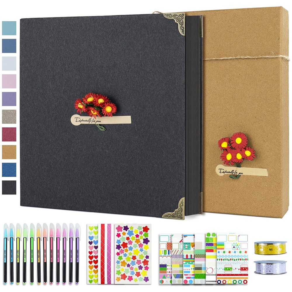 Vienrose DIY Scrapbook Photo Album Kit with Pens Tapes and Stickers 60 Pages ...