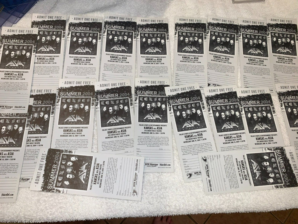 ASIA and KANSAS 20 UNUSED TICKET VOUCHER LOT DTE MUSIC THEATRE PINE KNOB USA-image