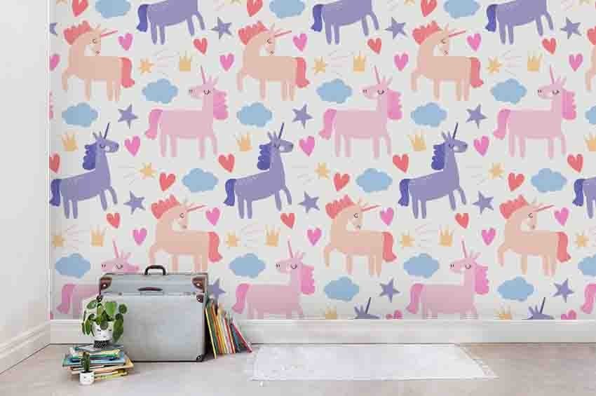 3D Unicorn Clouds Stars Pattern Wall Murals Wallpaper Murals Wall Sticker