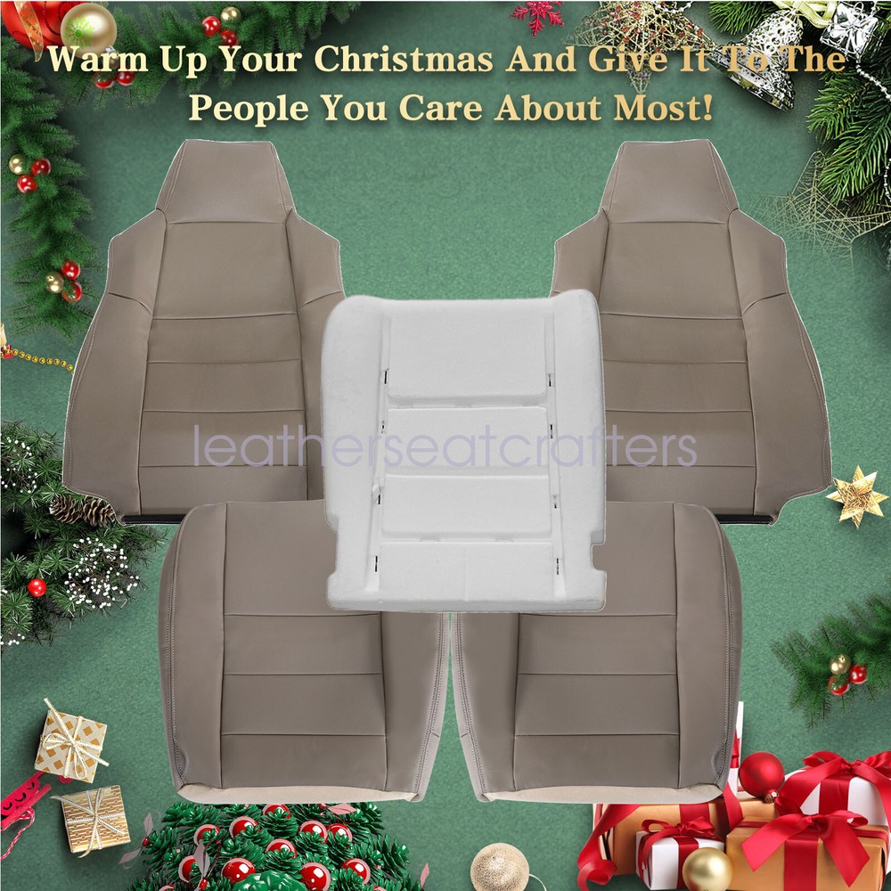 2002-2007 Ford F250 F350 Lariat Tan Front Seat Cover & Driver Cushion