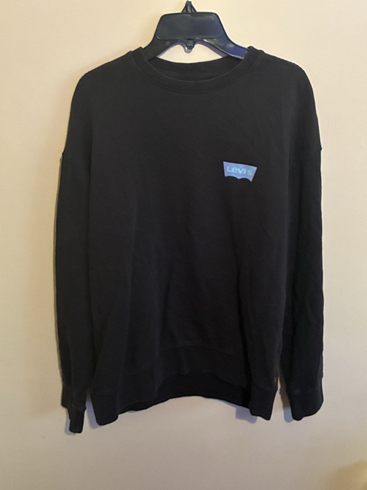 Levi's Oversized Knit Sweater Men’s Size Small Black Crew Neck Long Sleeve