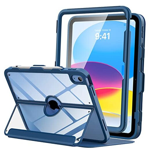 iPad 10th Gen Case with Pencil Holder in Navy Blue