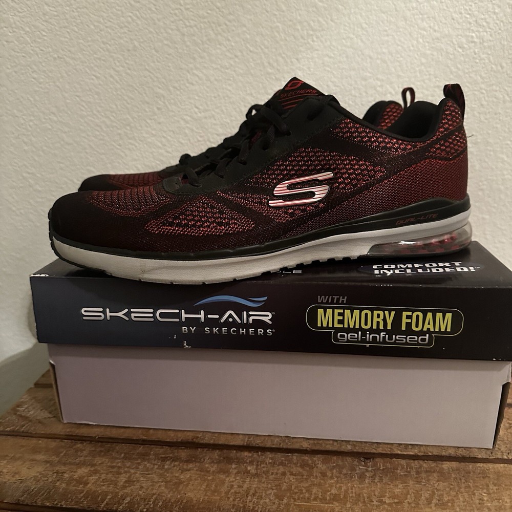 Skechers Memory Foam Air Men’s Size 12 Deep Red Gel-Infuced