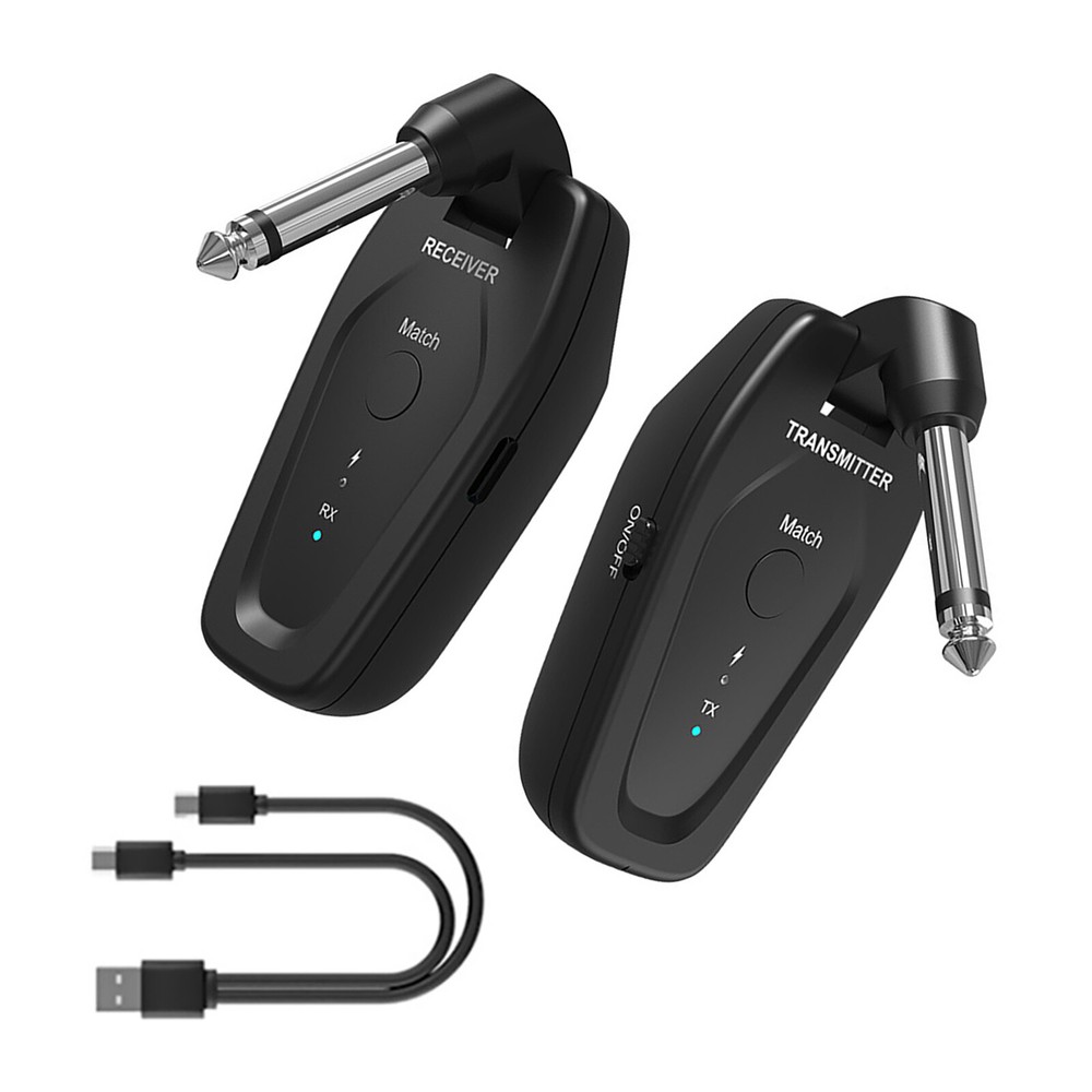 UHF Wireless Guitar System Rechargeable Plastic Transmitter Receiver Accessories