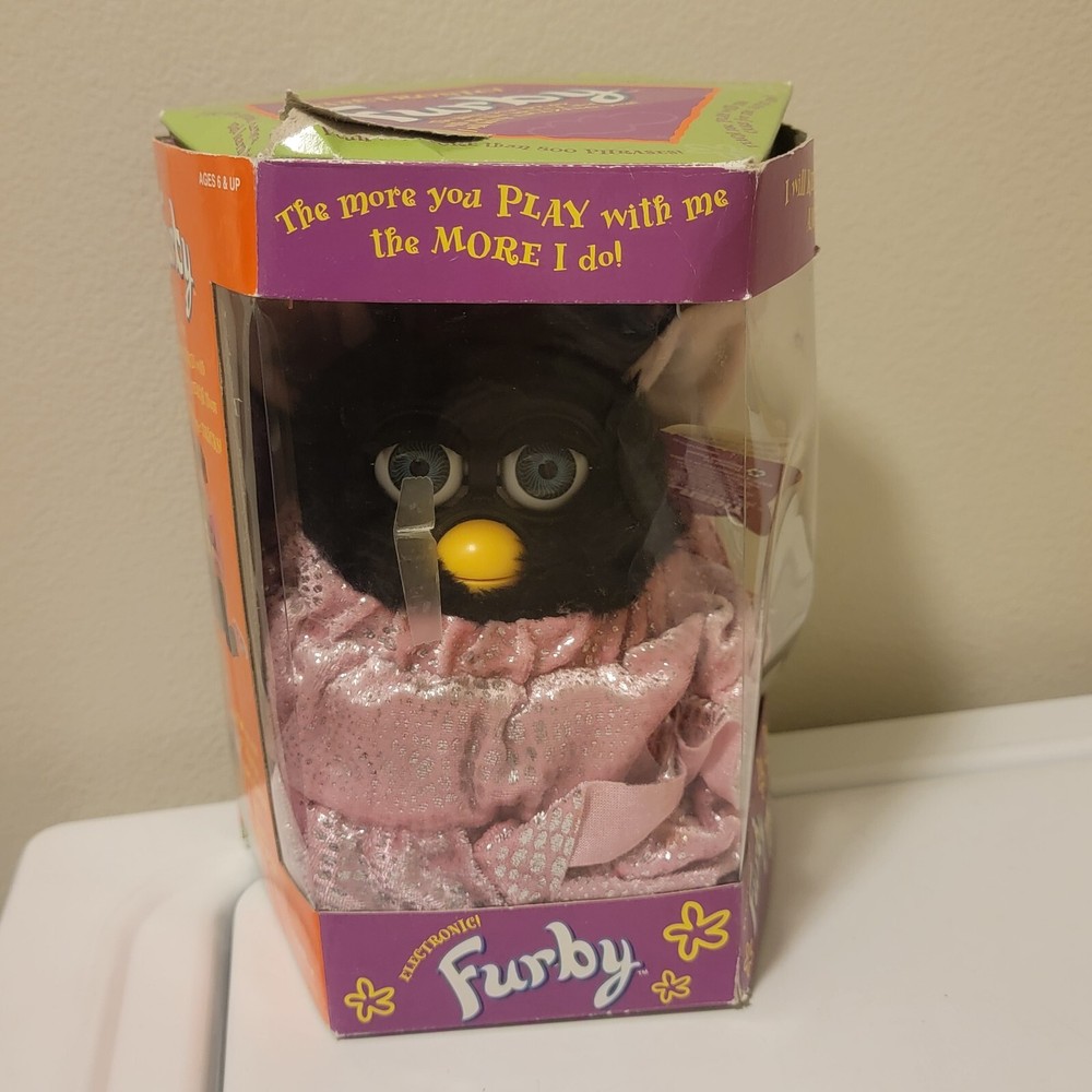 Black Furby 1998 Model 70-800 WITCH'S CAT Series / Gen 1 Blue Eyes Works