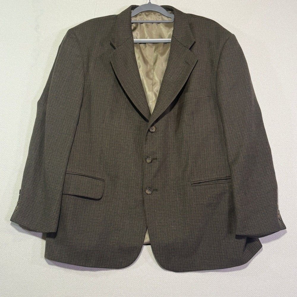 Oscar de la Renta Men's Tailored Wool Blazer Jacket 44S Brown Tweed Sport Coat