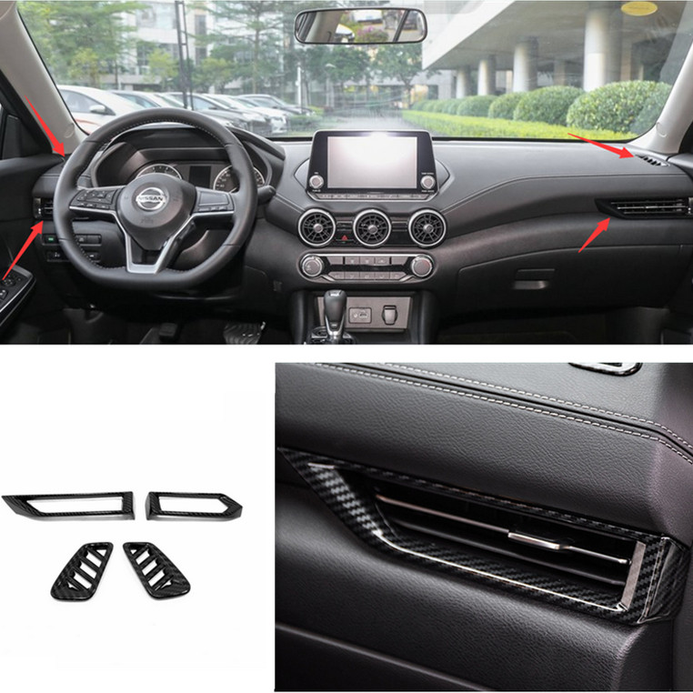 2020-2024 Nissan Sentra Dashboard Vent Covers - 4-Piece Carbon Fiber Trim Set