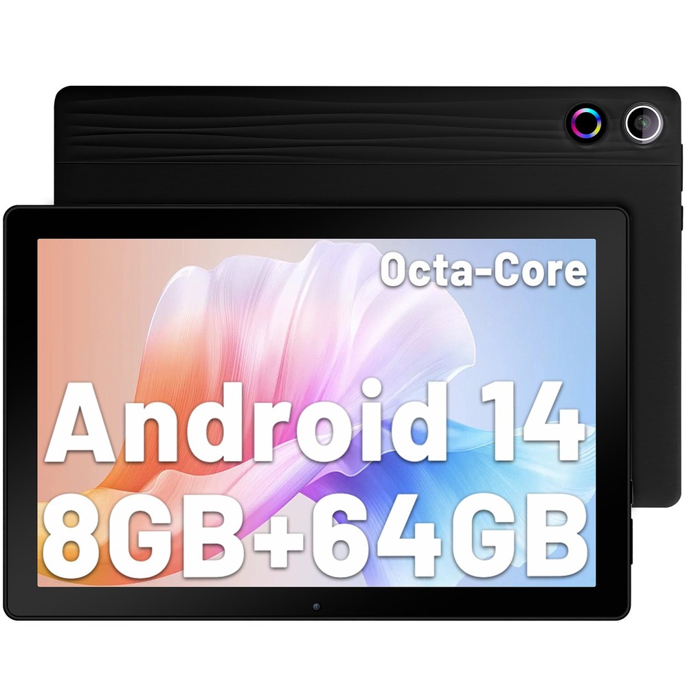 Android 14 8GB RAM 64GB ROM Tablet Dual Camera IPS HD LCD WIFI Bluetooth