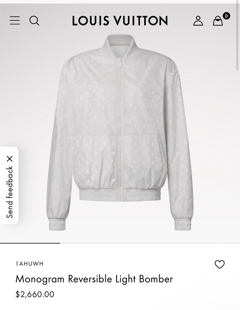 Louis Vuitton Jacket Monogram Reversible Light Bomber Almond Milk comes w/ ogBOX