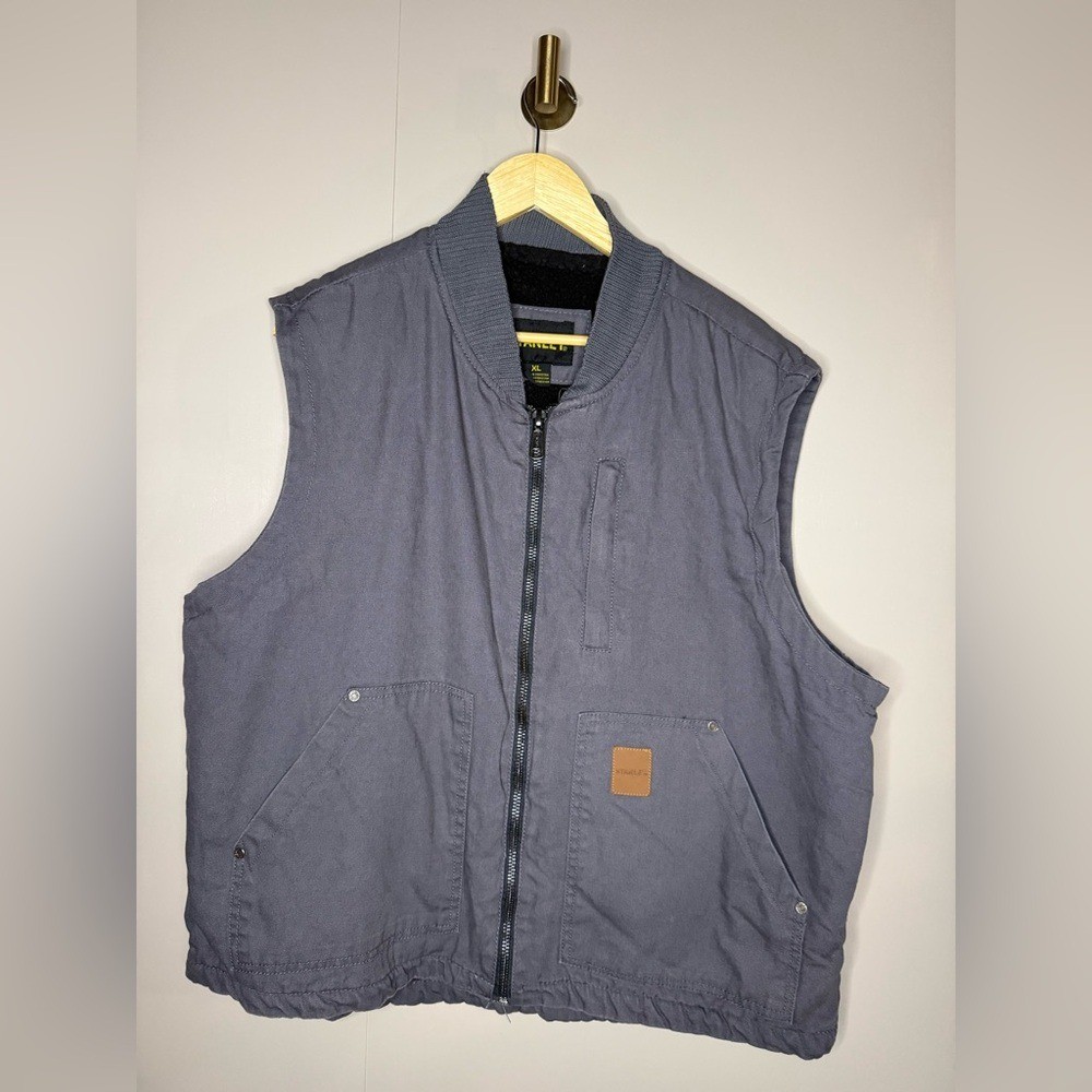 Stanley Men's Grey Sherpa Lined Canvas Vest XL