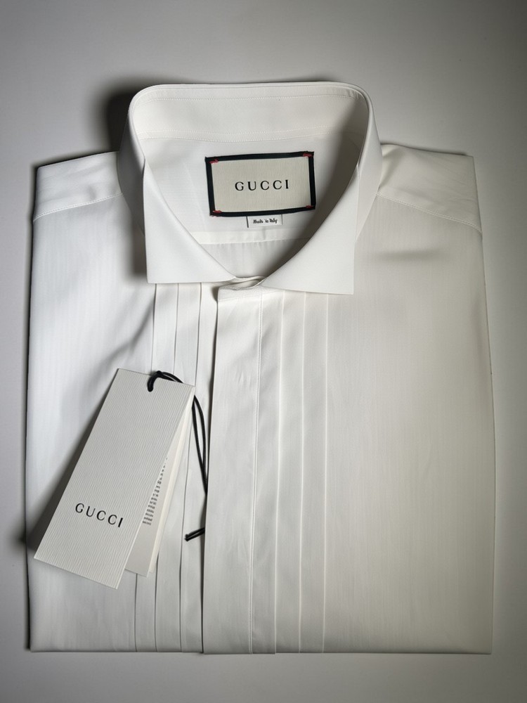 NWT Gucci White Tuxedo Dress Shirt Size 15.75/40 Gucci Cufflinks Included