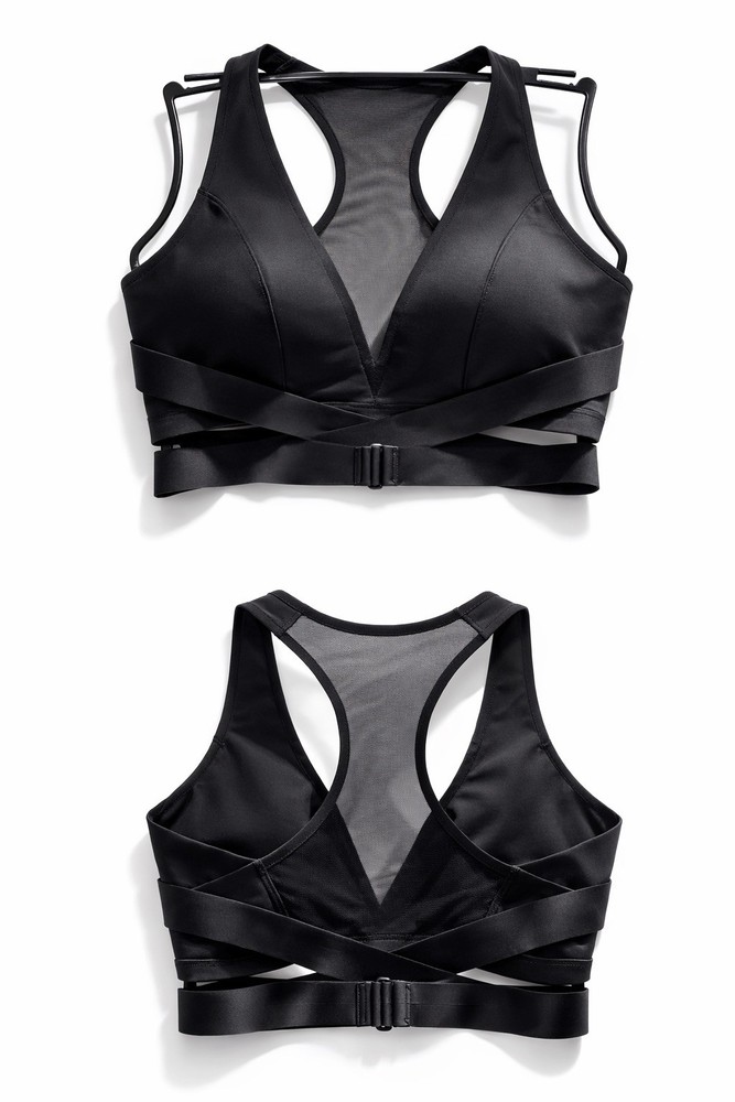 Victoria's Secret VSX Plunge Wrap Light Support Racerback Sport Bra Black XL NWT