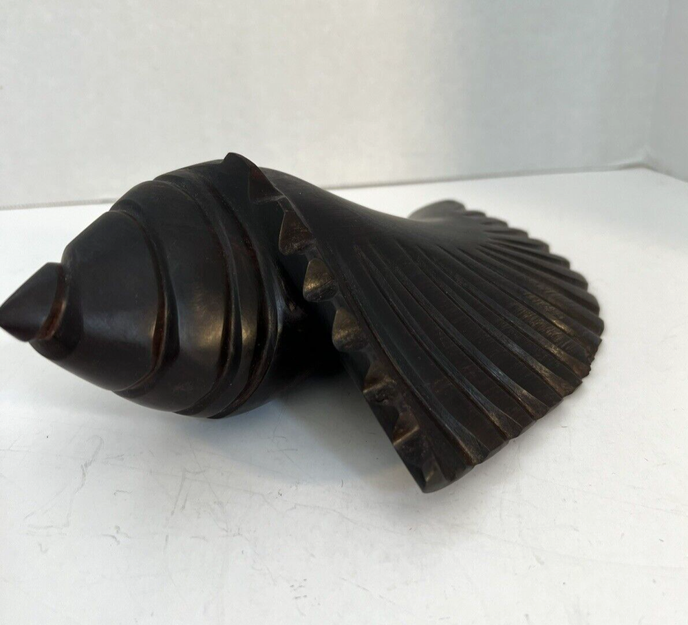 Wood Conch Shel 8 1/2 In. Hand Carved Ironwood Sea Shell Seashell Nautical Décor