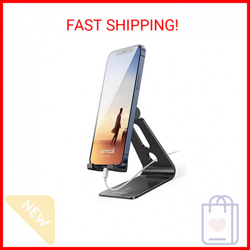 Lamicall Adjustable Cell Phone Stand, Desk Phone Holder, Cradle, Dock, Compatibl