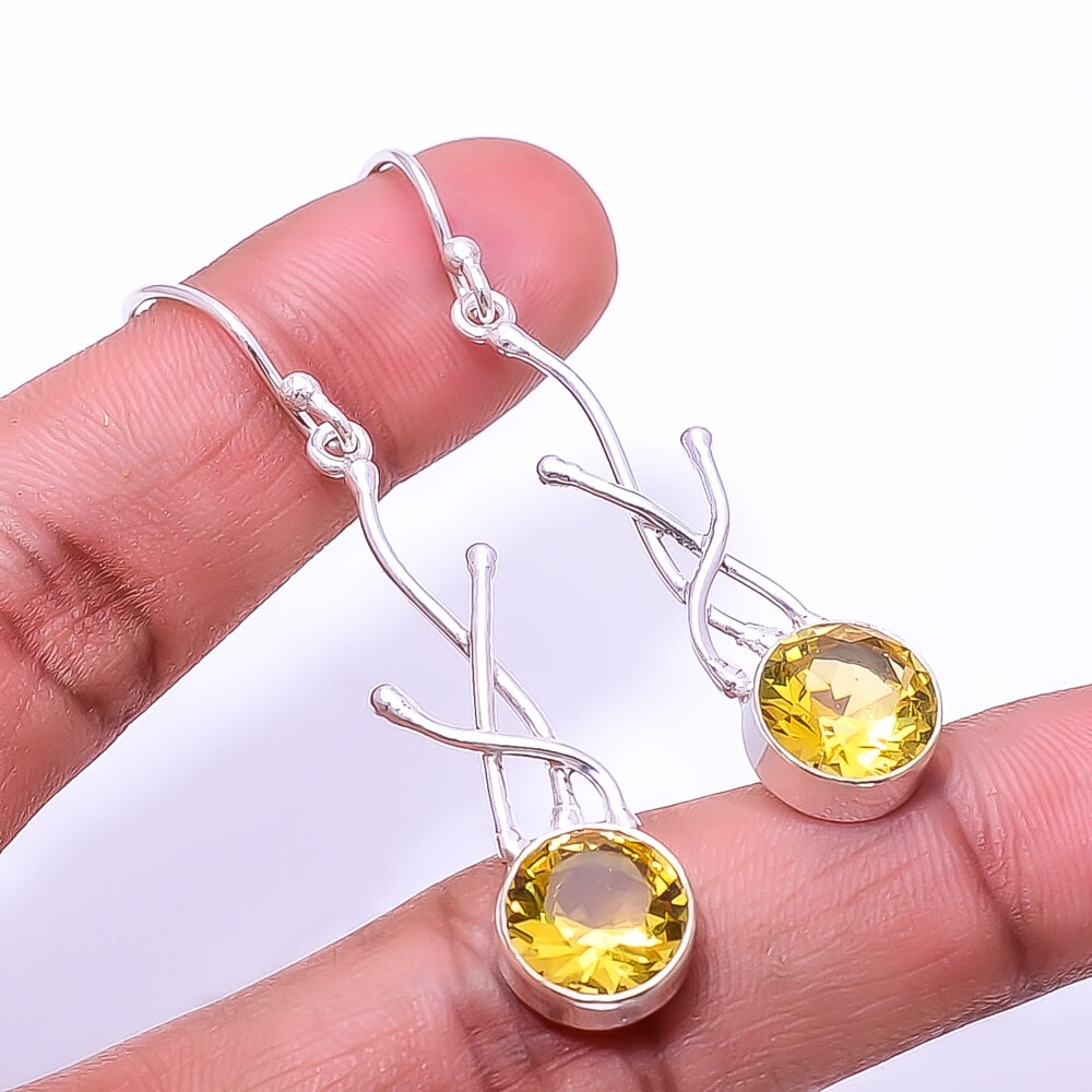 Citrine Handmade 925 Sterling Silver Earrings 2.07 Inch Drop E_9462_262_30