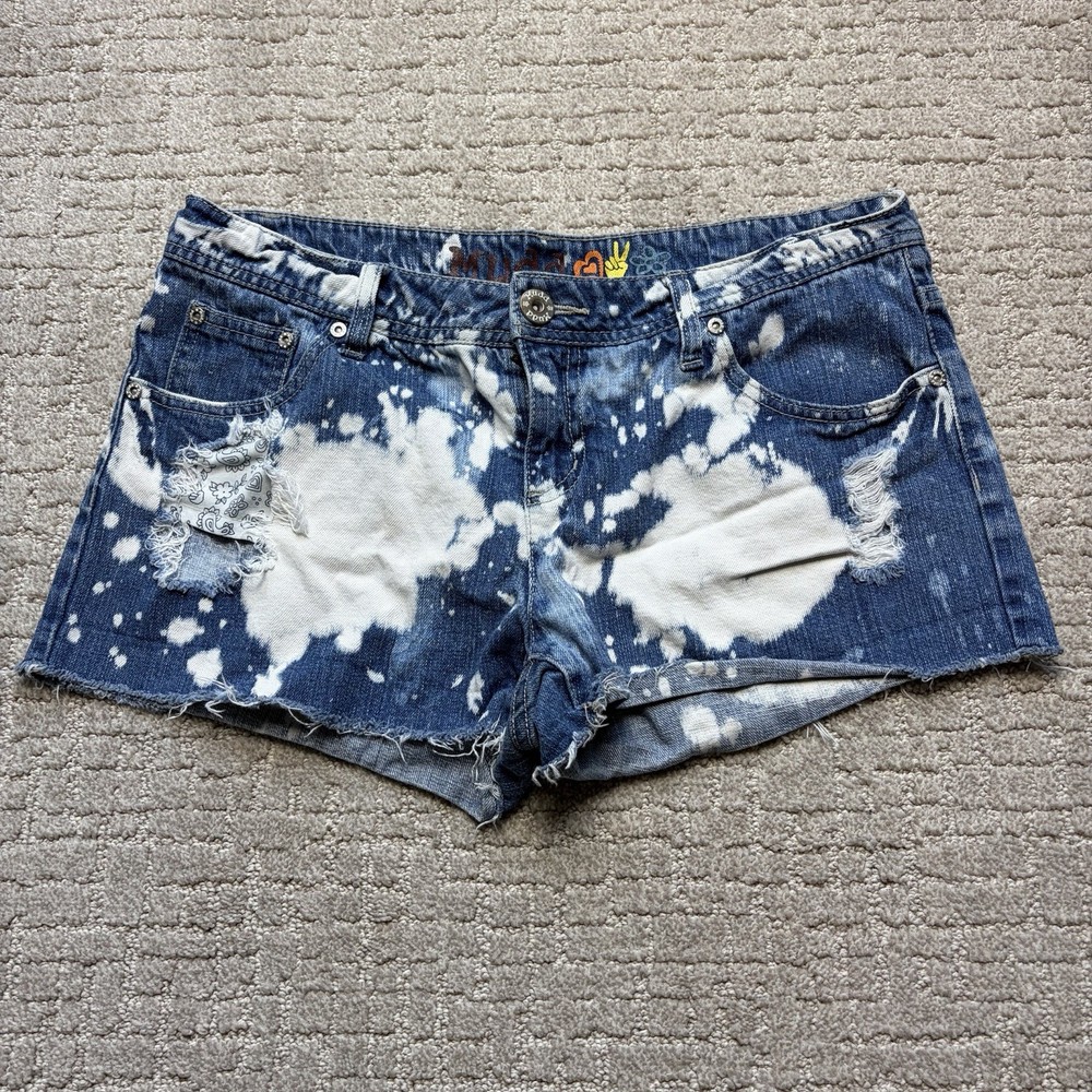 Vintage y2k  MUDD Denim Jean Low Rise Short Short Booty Shorts Sz 13 x 2”