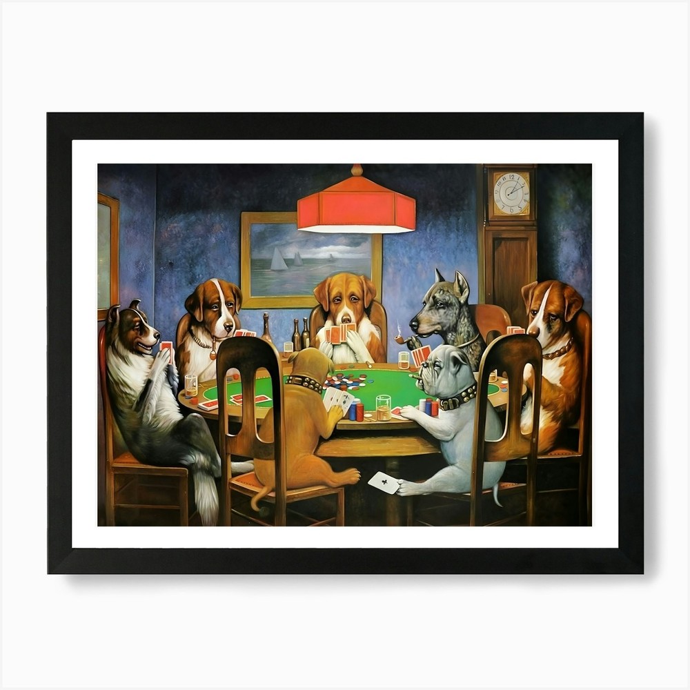 Dogs Playing Poker Art Print Framed Wall Art Poster Canvas Print Picture