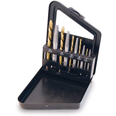 Titan #16013 10pc Screw Extractor and Left Hand Drill Bit Set.