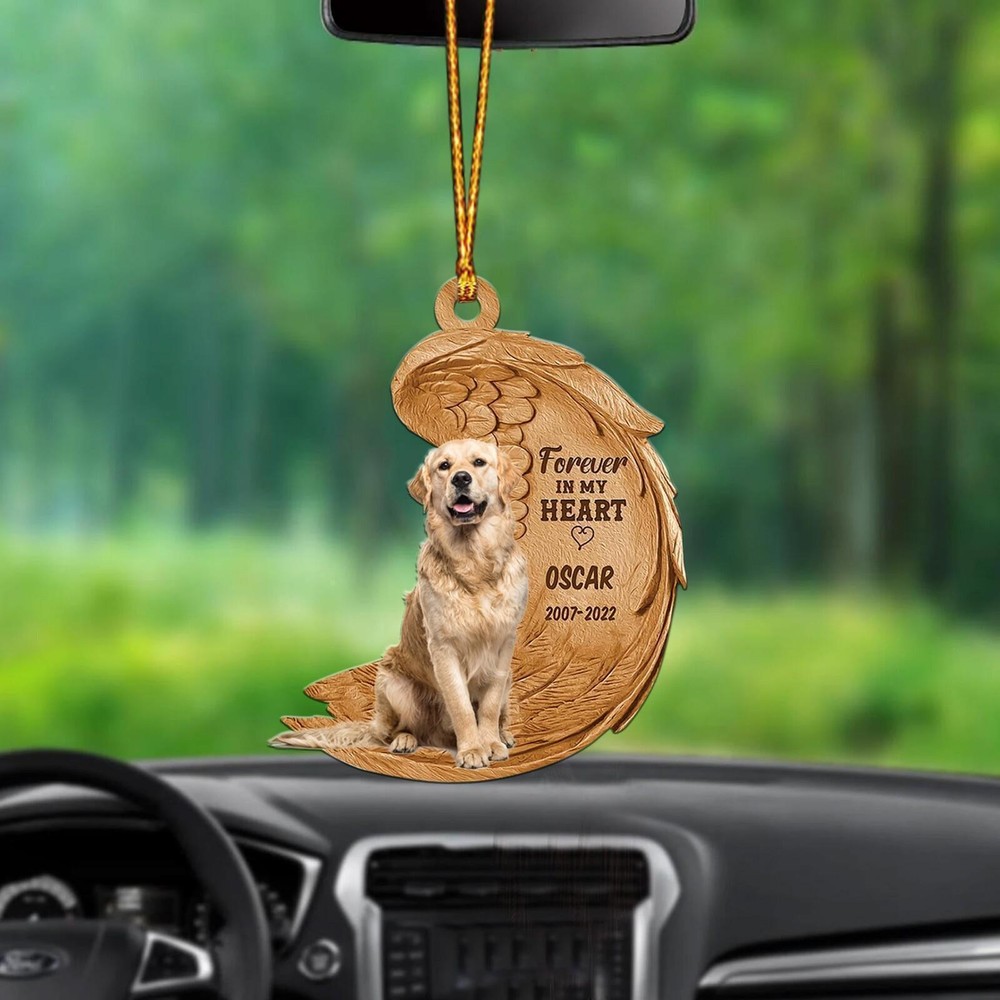 Golden retriever Angel Car Ornament dog memorial Angel Wings Christmas Ornament