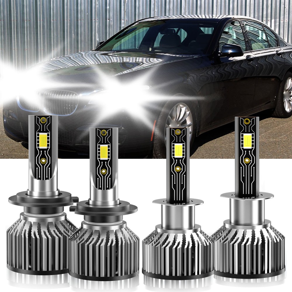 For BMW 740i 1999-2001 H1 H7 LED Headlight Bulbs Kit High Low Beam 6500K White
