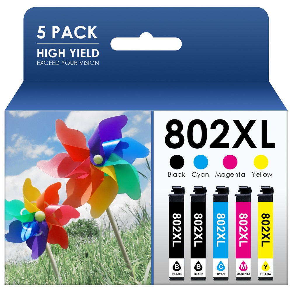 5PK 802XL High-Yield Ink Cartridges for Epson Workforce Pro WF-4740 WF-4730 WF-4720 WF-4734 Printers