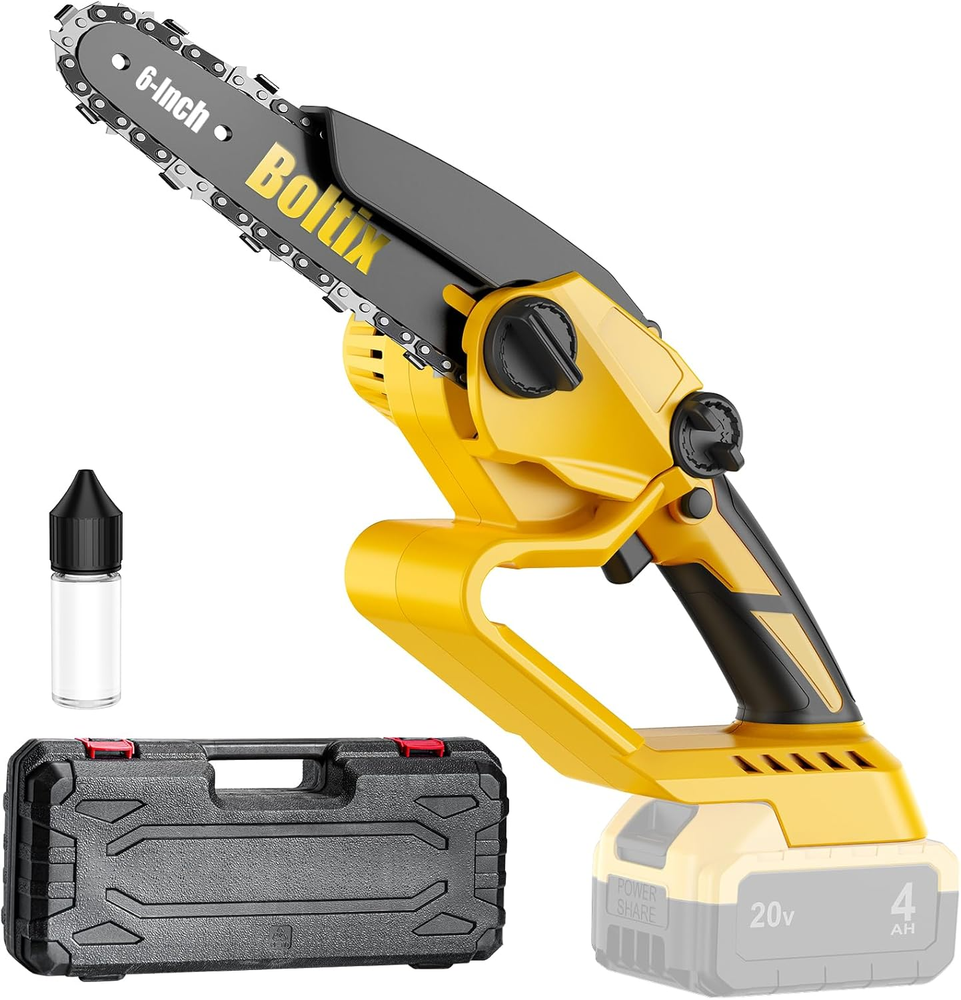 Cordless Mini Chainsaw 6-Inch Brushless with DEWALT 20V MAX Battery Compatibility