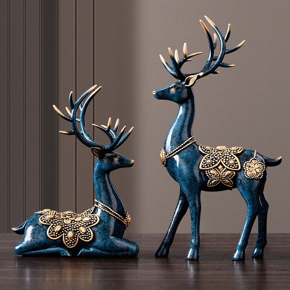 Large Deer Resin Statue Figurine Sculpture Tabletop Home Office Art Decoration