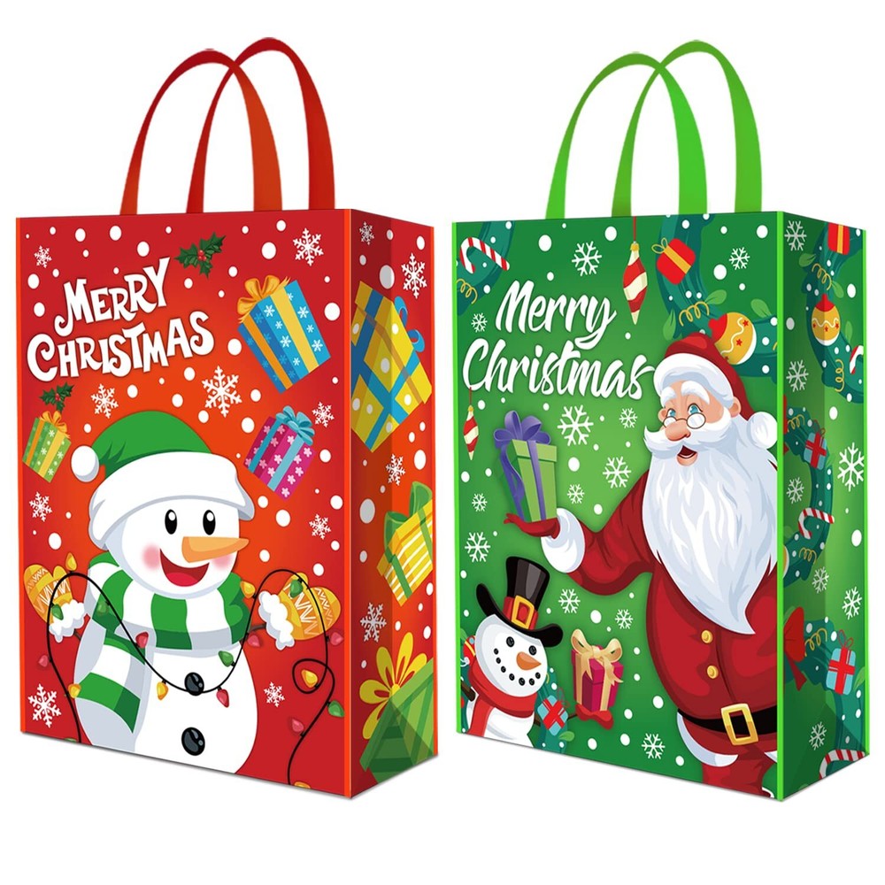 Extra Large Christmas Tote Bags 2Pcs Xmas Non Woven Gift Bags Reusable Grocer...