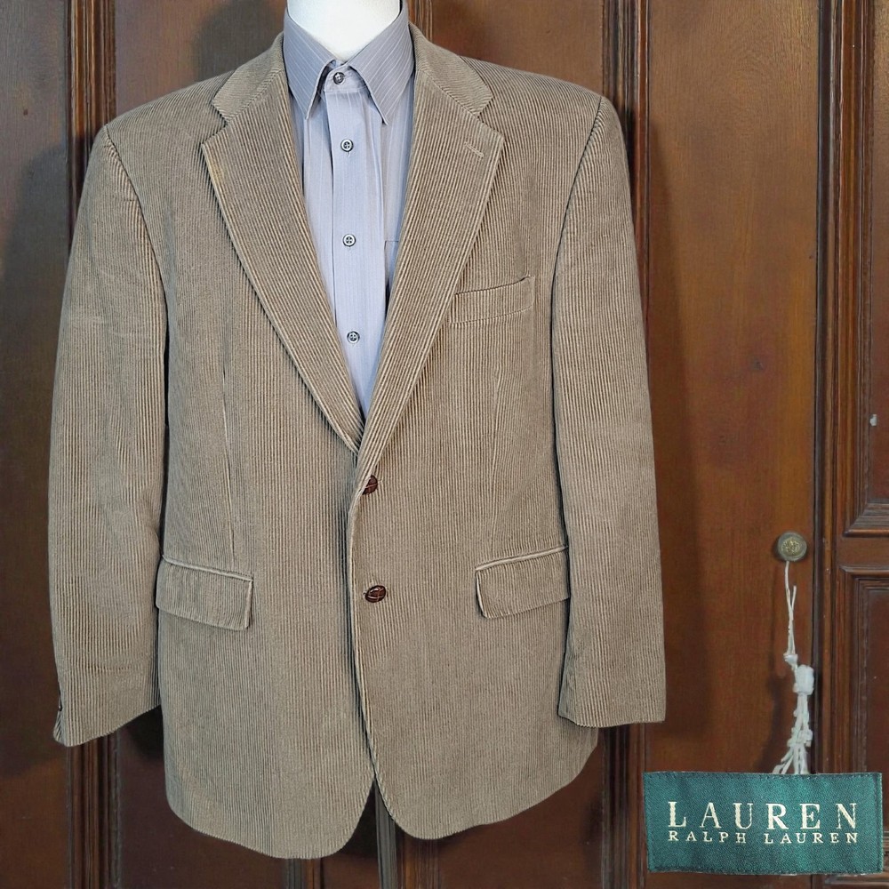 Lauren Ralph Lauren Jacket Blazer Mens 44R Light Brown Corduroy SV