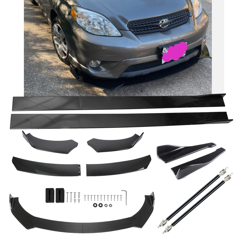 Front Lip Chin Bumper Body Kits Side Skirt For Toyota Yaris Carbon Fiber