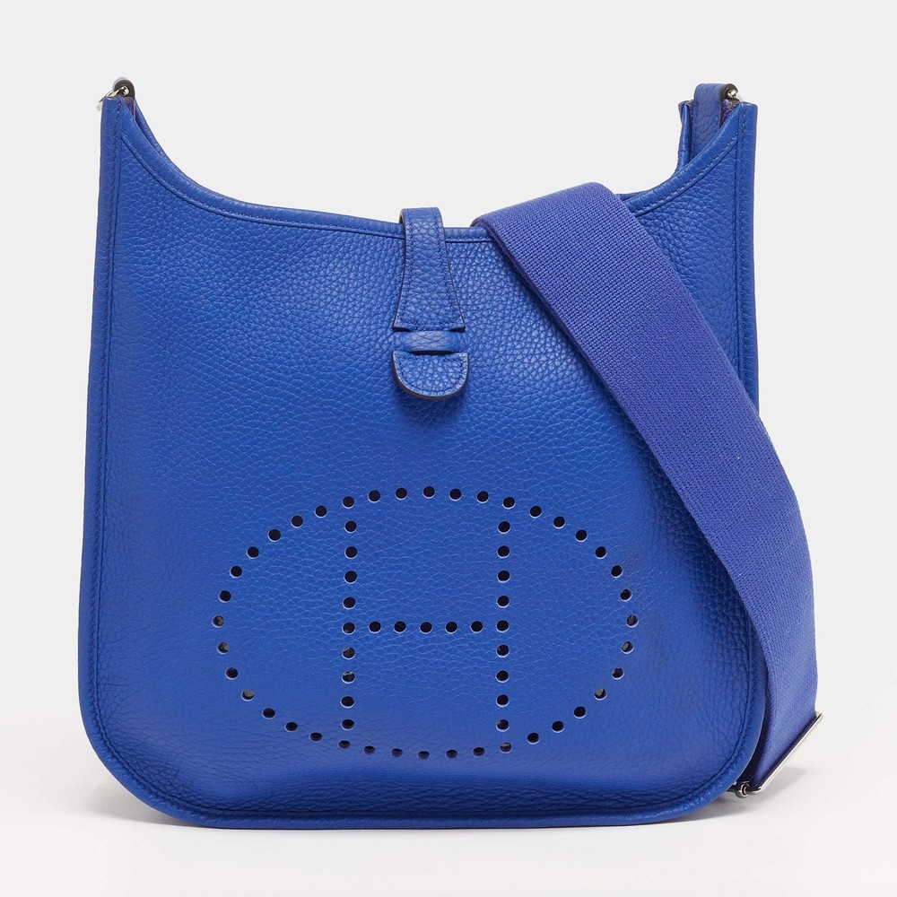 Hermes Evelyne III PM Bleu Electrique Taurillon Clemence Leather Shoulder Bag