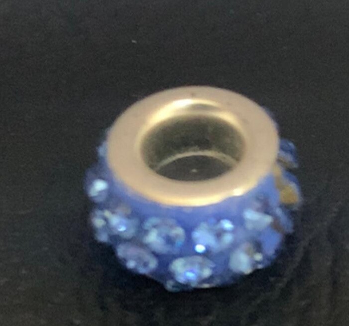 Mothers Day Pale Blue Crystal Pandora Style Spacer Bead Charm-image