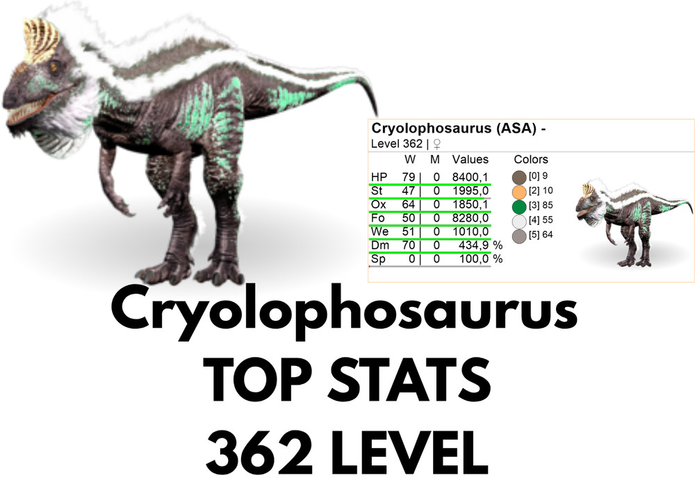 Cryolophosaurus TOP STATS Clone Ark Survival Ascended Official PVE
