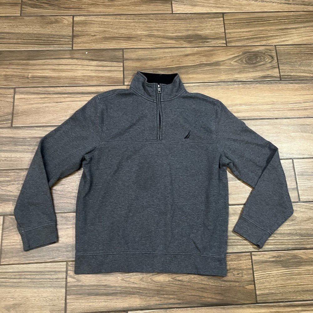 Nautica Quarter Zip Pullover Mens Medium Gray Sweater