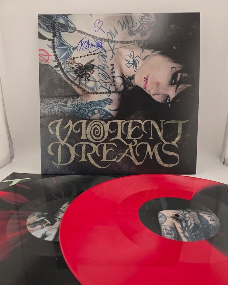 SIGNED Johnnie Guilbert Violent Dreams Vinyl Record 2LP Blue Pen AUTOGRAPHED