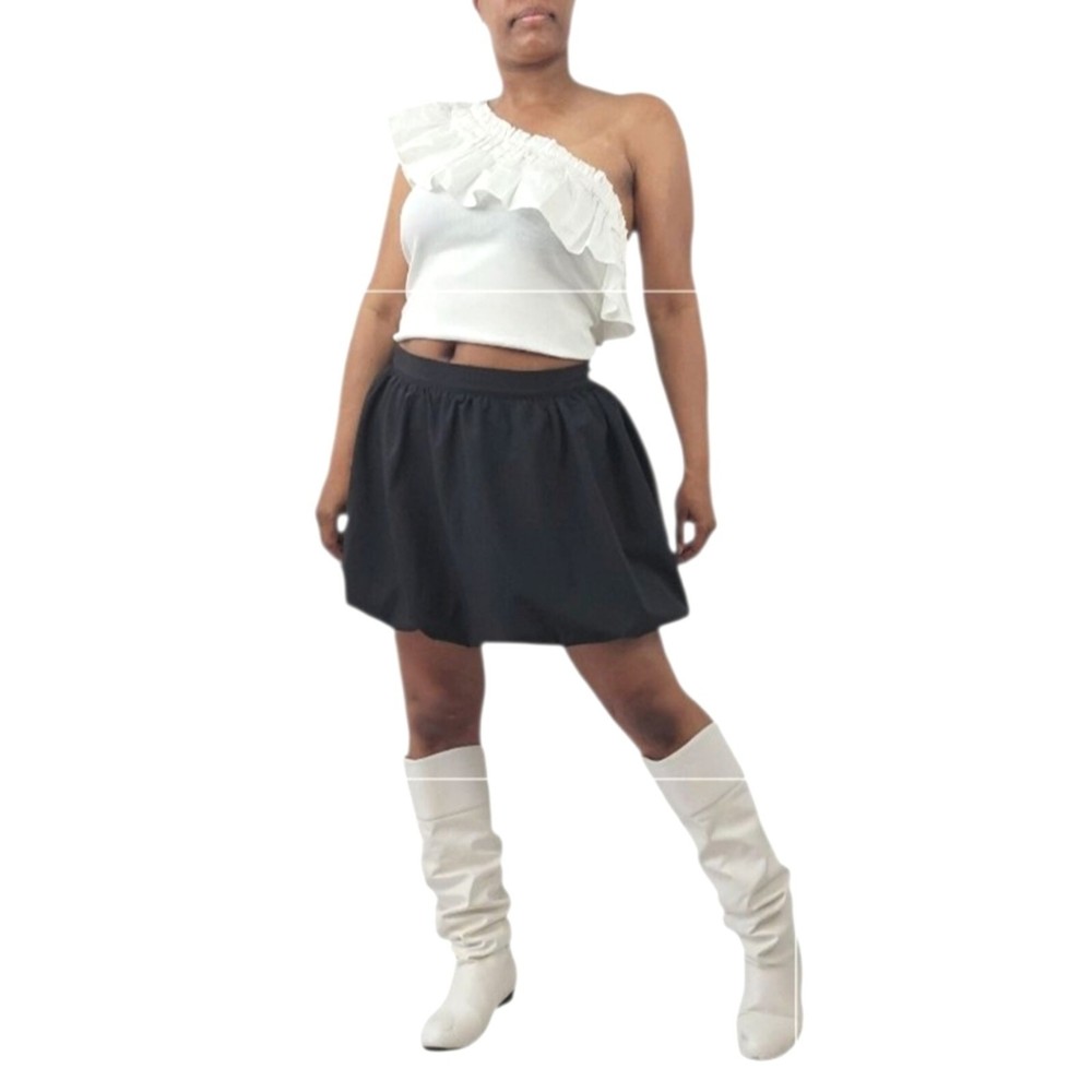 Y2K Black Bubble Scoop Mini Skirt Retro Style