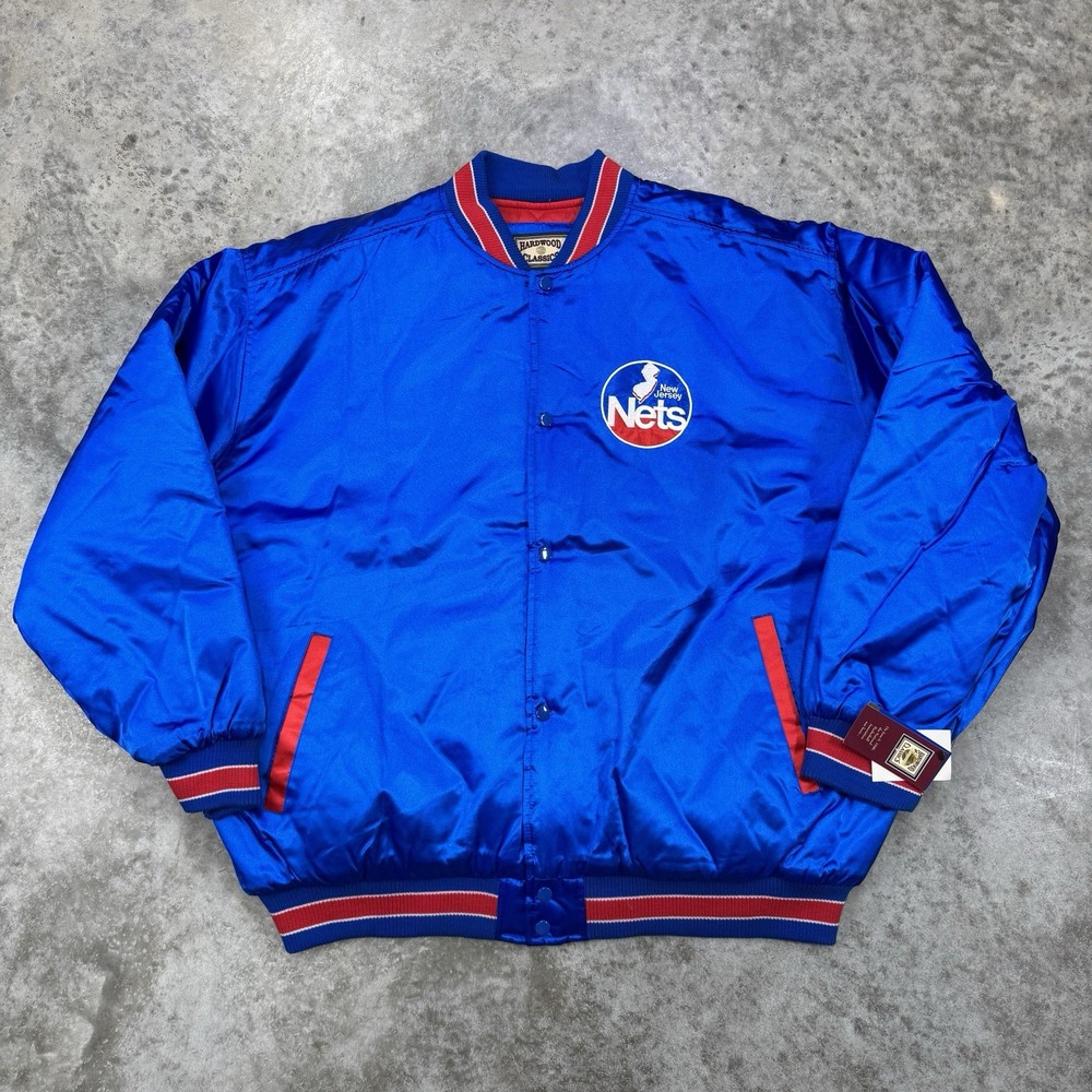 Vintage New Jersey Nets jacket mens 2XL Satin bomber hardwood classics NBA NWT