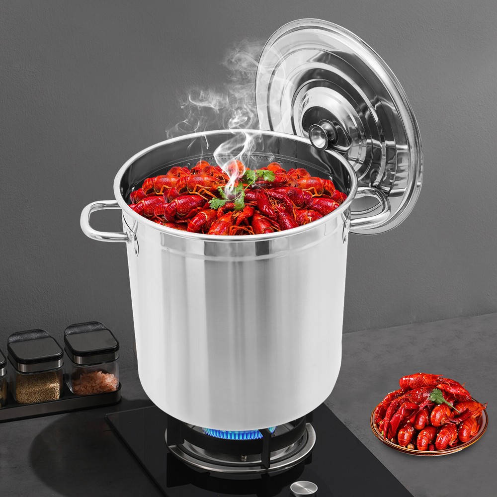 Stainless Steel Stock Pot with Draining Bucket and Lid for Cooking Steaming Frying
