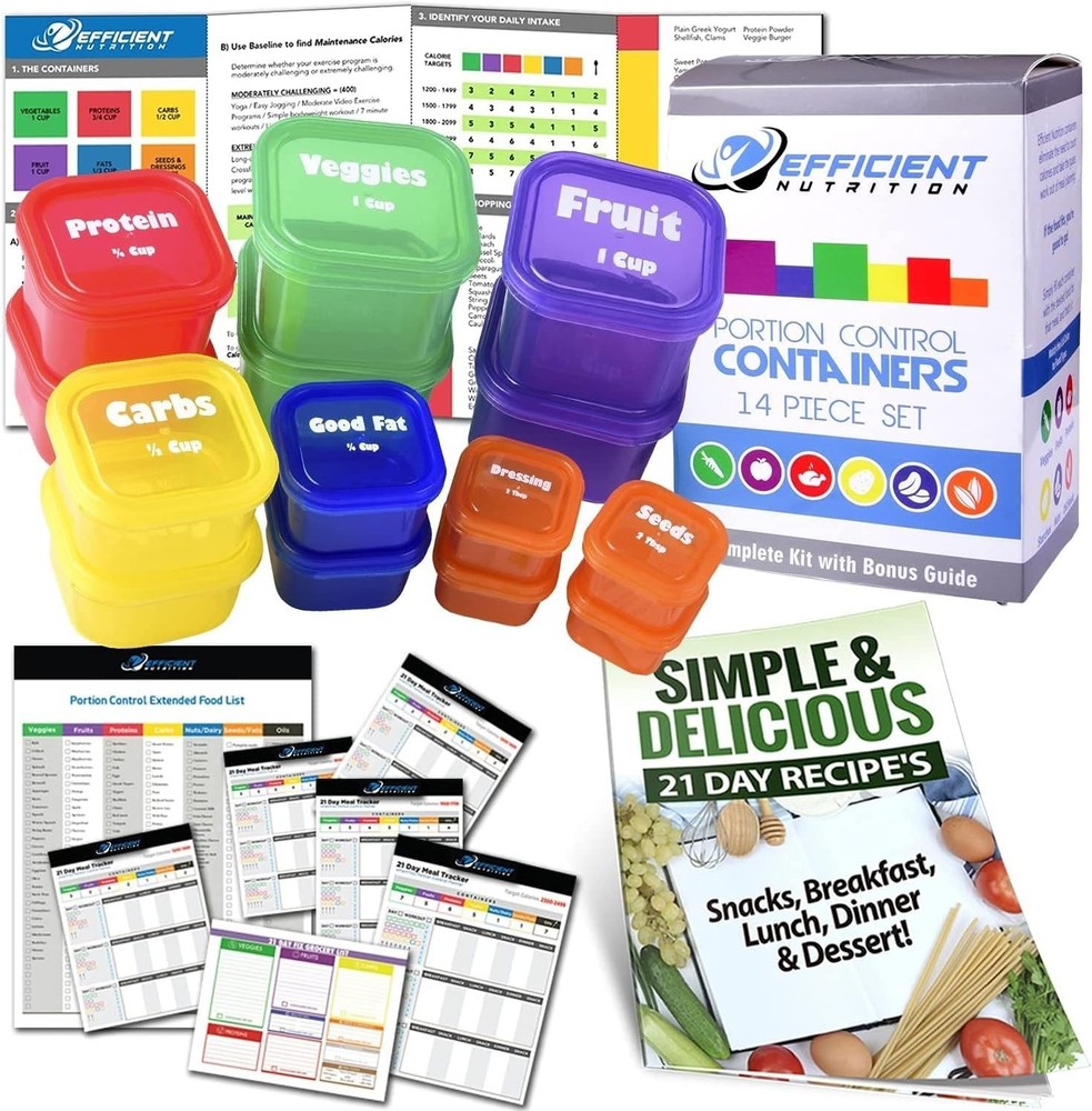 14 Pcs Fix Portion Control Containers Kit Beach Body Food Plan Diet Weight Loss
