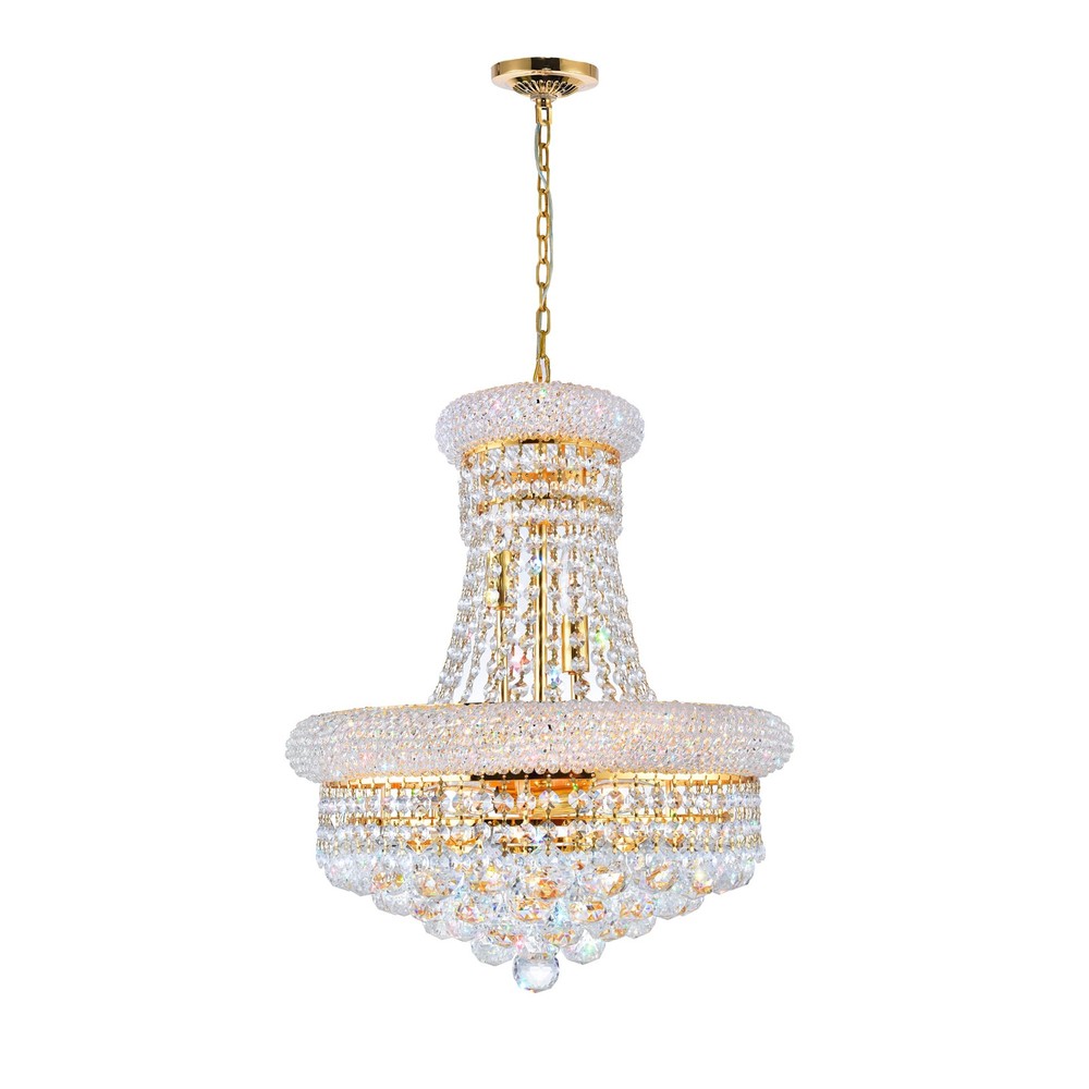 Empire 8 Light Down Chandelier With Gold Finish Gold