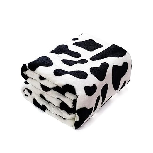 Cow Pattern Flannel Fleece Blanket() 50x70 inch Cowpattern-black and White