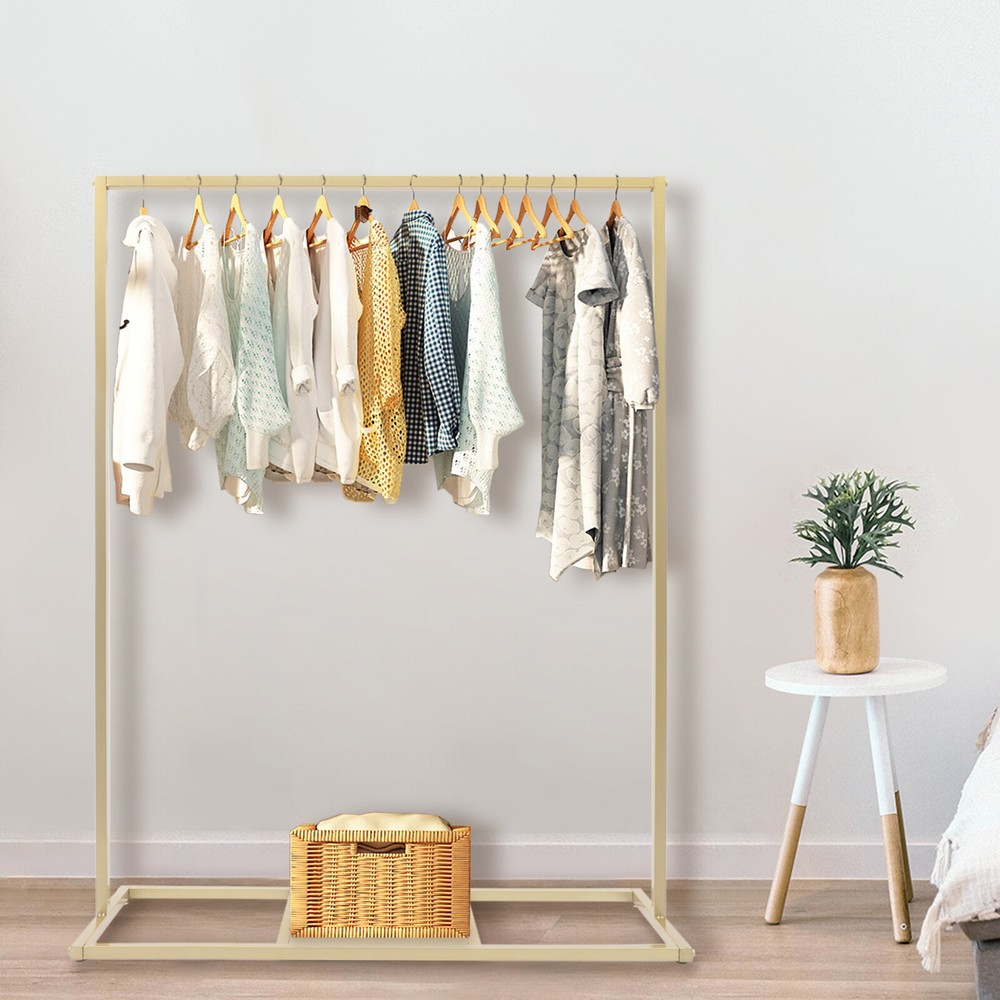 Steel Golden Large Capacity Clothes Rack Display Shelf Organizer for Bedroom
