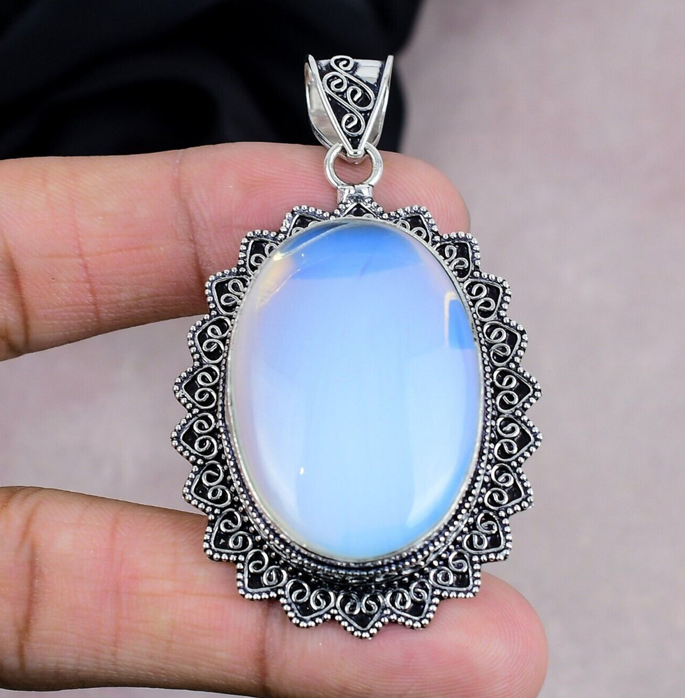Milky Opal Gemstone Pendant 925 Sterling Silver Pendant Jewelry Party Wear Gift